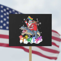 Funny Christmas LGBT Protest Sign Rainbow Flag Santa Riding Dinosaur - Wonder Print Shop