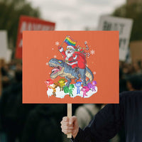 Funny Christmas LGBT Protest Sign Rainbow Flag Santa Riding Dinosaur - Wonder Print Shop