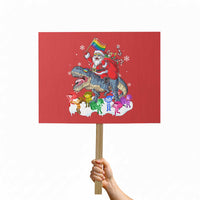Funny Christmas LGBT Protest Sign Rainbow Flag Santa Riding Dinosaur - Wonder Print Shop