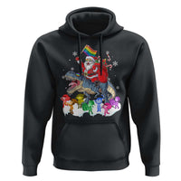 Funny Christmas LGBT Hoodie Rainbow Flag Santa Riding Dinosaur
