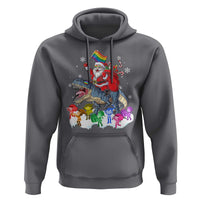 Funny Christmas LGBT Hoodie Rainbow Flag Santa Riding Dinosaur