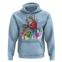Funny Christmas LGBT Hoodie Rainbow Flag Santa Riding Dinosaur