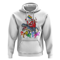 Funny Christmas LGBT Hoodie Rainbow Flag Santa Riding Dinosaur