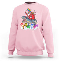 Funny Christmas LGBT Sweatshirt Rainbow Flag Santa Riding Dinosaur - Wonder Print Shop