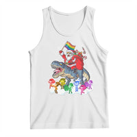 Funny Christmas LGBT Tank Top Rainbow Flag Santa Riding Dinosaur