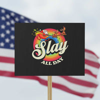 Funny Christmas LGBT Protest Sign Slay All Day Sleigh Rainbow - Wonder Print Shop