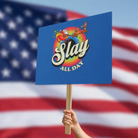 Funny Christmas LGBT Protest Sign Slay All Day Sleigh Rainbow - Wonder Print Shop