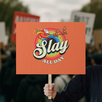 Funny Christmas LGBT Protest Sign Slay All Day Sleigh Rainbow - Wonder Print Shop