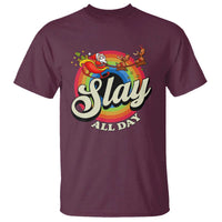 Funny Christmas LGBT T Shirt Slay All Day Sleigh Rainbow - Wonder Print Shop