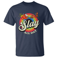 Funny Christmas LGBT T Shirt Slay All Day Sleigh Rainbow - Wonder Print Shop