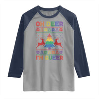 Funny Christmas LGBT Raglan Shirt Oh Deer Im Queer
