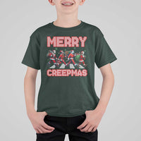 Horror Christmas T Shirt For Kid Merry Creepmas Horror Characters - Wonder Print Shop