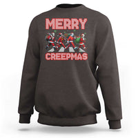 Horror Christmas Sweatshirt Merry Creepmas Horror Characters - Wonder Print Shop