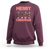 Horror Christmas Sweatshirt Merry Creepmas Horror Characters - Wonder Print Shop