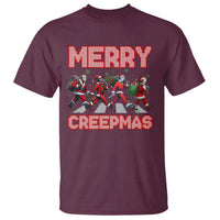 Horror Christmas T Shirt Merry Creepmas Horror Characters - Wonder Print Shop