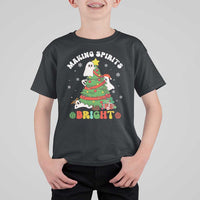 Gothic Xmas T Shirt For Kid Making Spirits Bright Cute Ghost Christmas Tree - Wonder Print Shop