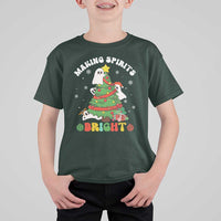 Gothic Xmas T Shirt For Kid Making Spirits Bright Cute Ghost Christmas Tree - Wonder Print Shop
