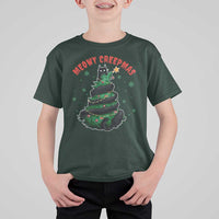 Gothic Xmas T Shirt For Kid Meowy Creepmas Cat Christmas Tree - Wonder Print Shop