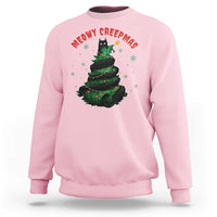 Gothic Xmas Sweatshirt Meowy Creepmas Cat Christmas Tree - Wonder Print Shop