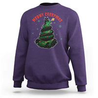 Gothic Xmas Sweatshirt Meowy Creepmas Cat Christmas Tree - Wonder Print Shop