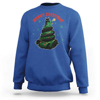 Gothic Xmas Sweatshirt Meowy Creepmas Cat Christmas Tree - Wonder Print Shop