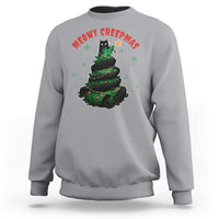 Gothic Xmas Sweatshirt Meowy Creepmas Cat Christmas Tree - Wonder Print Shop