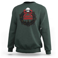 Gothic Christmas Sweatshirt Merry Creepmas Cat Wreath - Wonder Print Shop