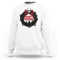 Gothic Christmas Sweatshirt Merry Creepmas Cat Wreath - Wonder Print Shop