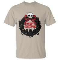 Gothic Christmas T Shirt Merry Creepmas Cat Wreath - Wonder Print Shop