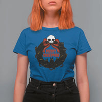 Gothic Christmas T Shirt For Women Merry Creepmas Cat Wreath - Wonder Print Shop
