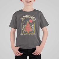Gothic Xmas T Shirt For Kid Summoning Holiday Spirit Skeleton Christmas Tree - Wonder Print Shop