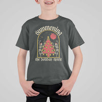 Gothic Xmas T Shirt For Kid Summoning Holiday Spirit Skeleton Christmas Tree - Wonder Print Shop