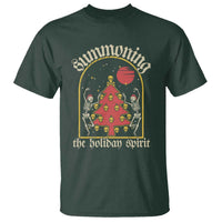 Gothic Xmas T Shirt Summoning Holiday Spirit Skeleton Christmas Tree - Wonder Print Shop