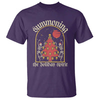 Gothic Xmas T Shirt Summoning Holiday Spirit Skeleton Christmas Tree - Wonder Print Shop
