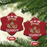 Xmas Cute Otter Christmas Ornament All Of The Otter Reindeer - Wonder Print Shop