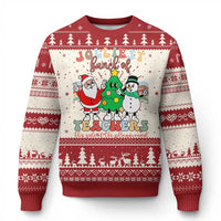 Groovy Xmas Teacher Ugly Christmas Sweater Jolliest Bunch Of Teachers This Side Of The Playground - Wonder Print Shop