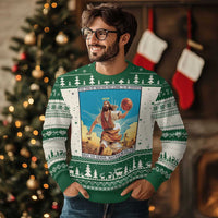 Xmas Christian Jesus Baseketball Player Ugly Christmas Sweater The Son Of Man Did Not Come To Be Served But To Serve - Wonder Print Shop