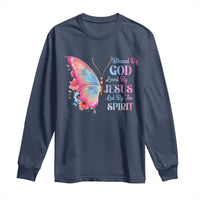 Christian Long Sleeve Shirt Blessed By God Loved By Jesus Led By The Spirit