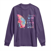 Christian Long Sleeve Shirt Blessed By God Loved By Jesus Led By The Spirit