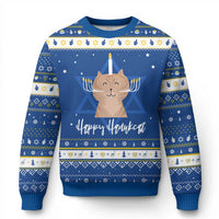 Cute Cat Menorah Hanukkah Ugly Sweater Jewish Kitten Chanukah Hanukkat - Wonder Print Shop