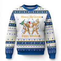 Happy Hanukcat Xmas Hanukkah Ugly Sweater Meowy Christmas Menoral Chanukkah - Wonder Print Shop
