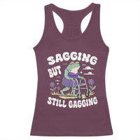 Funny Frog Meme Racerback Tank Top Sagging But Still Gagging Naughty Adult Humor