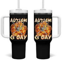 Funny Skeleton Meme Tumbler With Handle Autistic and Gay