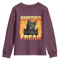 Funny Cat Meme Youth Sweatshirt Certified Freak