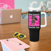 Funny Cat Meme Tumbler With Handle The Beast Inside Me