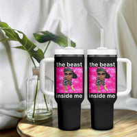 Funny Cat Meme Tumbler With Handle The Beast Inside Me