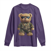 Camo Hip Hop Teddy Bear Long Sleeve Shirt Camouflage Gangsta Streetwear