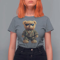 Camo Hip Hop Teddy Bear T Shirt For Women Camouflage Gangsta Streetwear