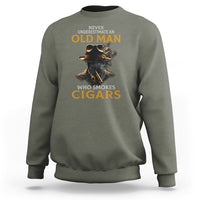 Never Underestimate An Old Man Who Smokes Cigars Sweatshirt - Wonder Print Shop