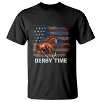 Derby Time American Flag Patriotic Horse Racing T Shirt - Wonder Print Shop